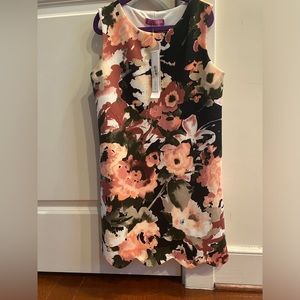 Aqua Floral Scalloped Girl Sleeveless Dress size M